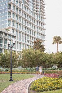 Surprise proposal and engagement at Lake Eola downtown by top Orlando wedding photographer and videographer