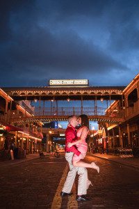 Downtown Orlando engagement session with wine and graffiti by top Orlando wedding photographer