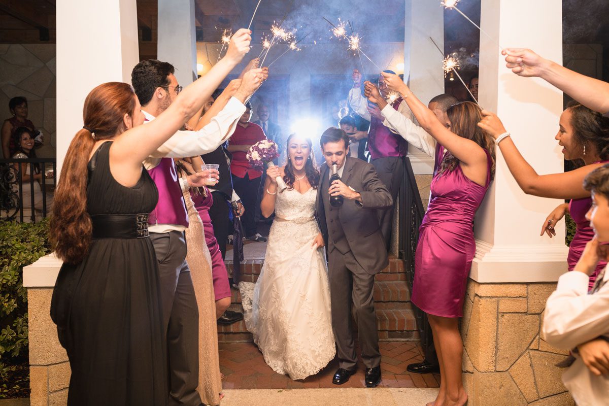 Fun Sparkler exit at the Estate on the Halifax Wedding by top Orlando wedding photographer
