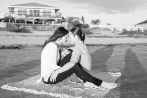 Surprise lesbian proposal at new smyrna beach by top Orlando LGBT same-sex wedding photographer