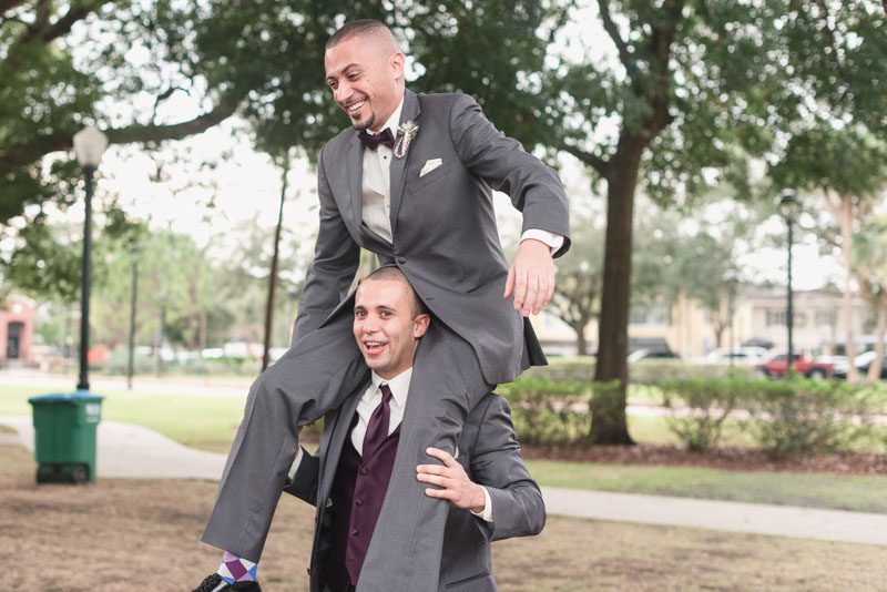 Orlando wedding photographer captures purple wine themed wedding at the Winter Park Civic Center