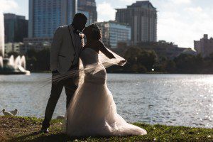 Black and white themed wedding at Lake Eola at the Mezz captured by top Orlando Wedding photographer