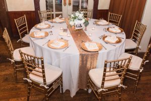 Orlando wedding photographer captures blush pink and gold sequin wedding at historic dubsdread golf course in downtown Orlando