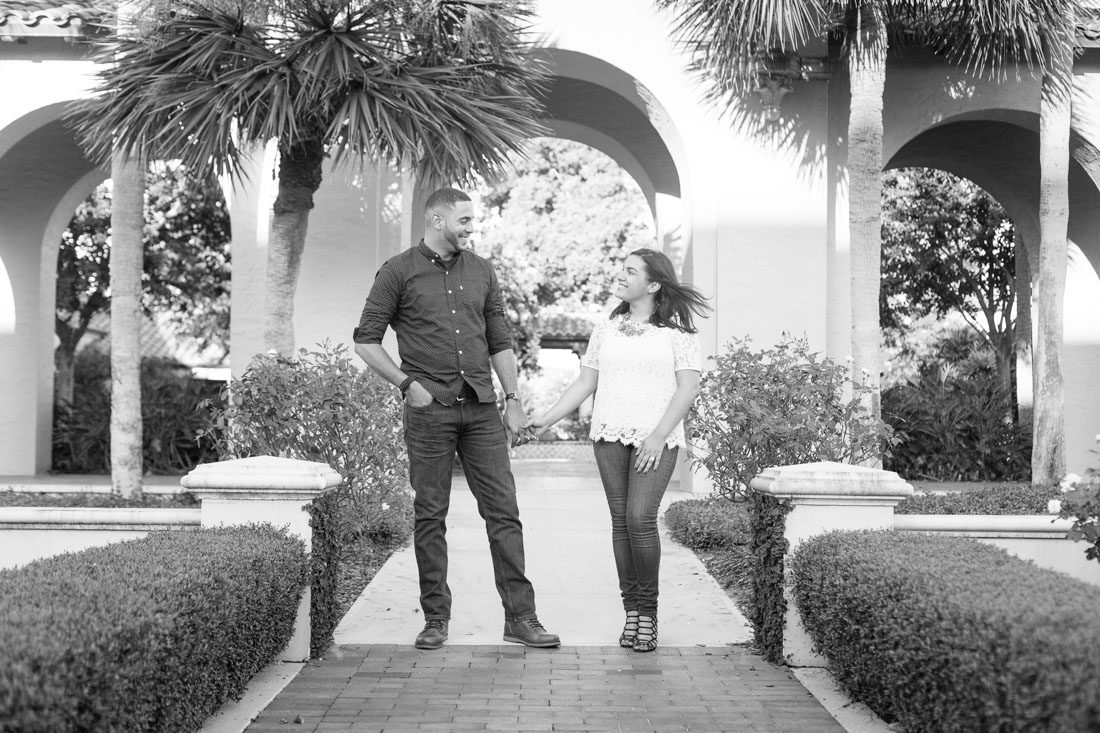Romantic engagement session at Rollins College in Winter Park captured by top Orlando wedding photographer