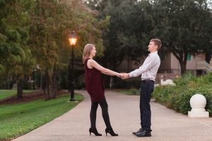 Orlando engagement and wedding photographer captures super fun and playful engagement photo shoot at the Port Orleans Riverside resort in Disney, Orlando Florida