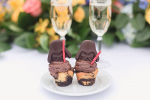 Close up of Darth Vader cupcakes for Epcot wedding reception at Disney by Orlando wedding photographer