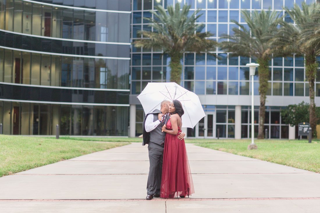Romantic and fashion forward engagement session with a stylish couple at the university of central florida ucf in orlando with top wedding photographer