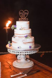 Close up of the wedding cake at Lakeside Ranch wedding reception venue
