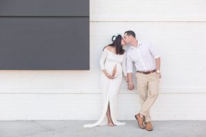 Maternity photo shoot in front of Canvas in Lake Nona by top Orlando engagement and wedding photographer