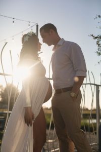 Maternity photo shoot in front of Canvas in Lake Nona by top Orlando engagement and wedding photographer