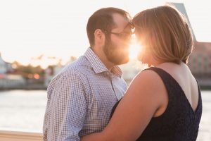Sunset engagement photography session at Disney Boardwalk by top Orlando engagement photographer