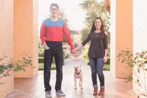 Engagement session featuring a dog captured by top Orlando wedding photographer