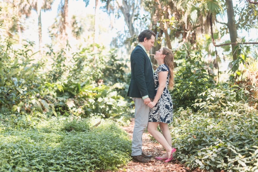 Garden engagement session at Bok Tower by top Orlando proposal and wedding photographer