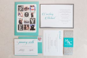 Wedding invitation suite by Hugs & Bliss captured by Orlando wedding photographer