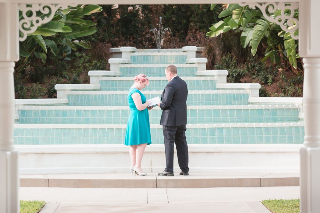 Surprise proposal in front of the fountain at the Disney Grand Floridian Resort in Orlando