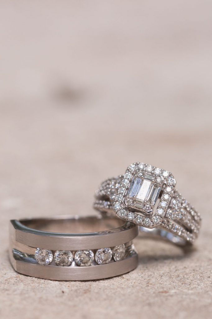 Close up of wedding rings at Kraft Azalea gardens elopement