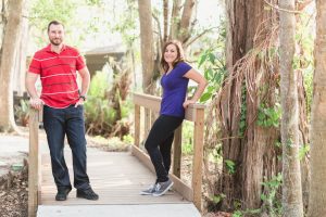 Couples engagement portraits at Kraft Azalea a beautiful natural park and garden in Winter Park with Orlando wedding photographer Captured by Elle