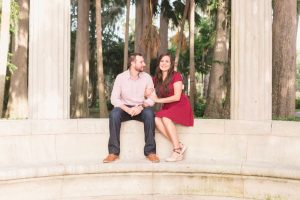 Couples engagement portraits at Kraft Azalea a beautiful natural park and garden in Winter Park with Orlando wedding photographer Captured by Elle