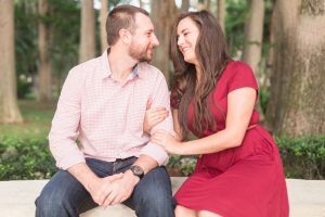 Sweet engagement photography session with top Orlando wedding photographer and videographer at a garden in Winter Park