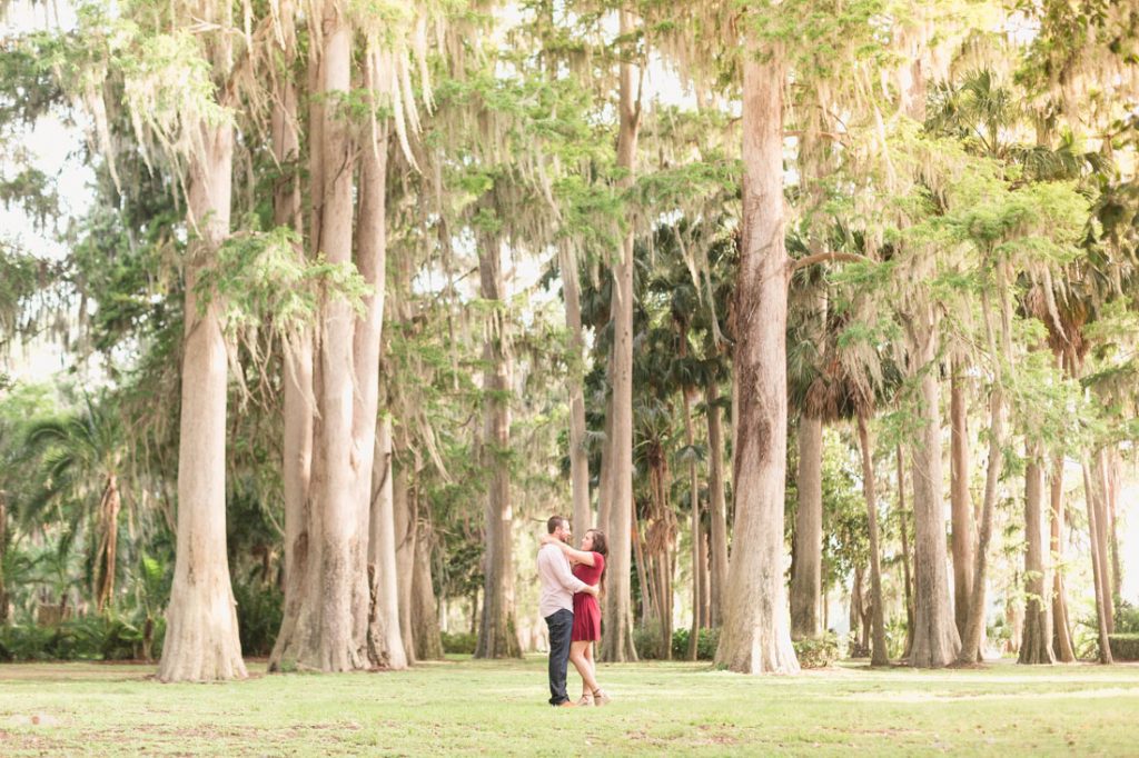 Gorgeous wide shot with amazing trees at Kraft Azalea gardens in Winter Park from top Orlando engagement photographer Captured by Elle