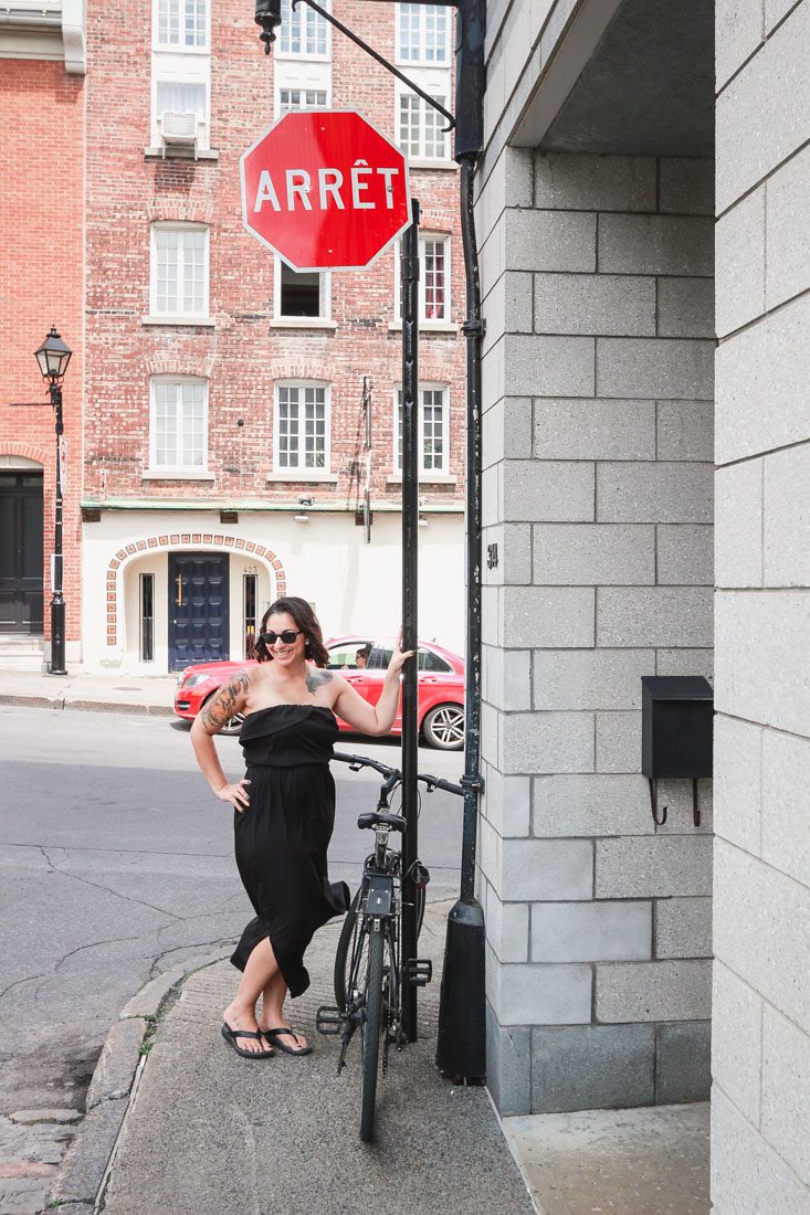 A stop sign in French in Old Quebec during my travel photography trip to Canada from Orlando Florida