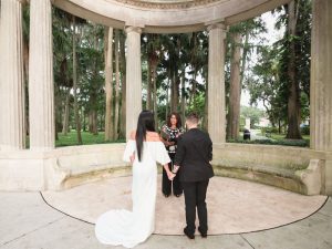 Beautiful garden elopement wedding in Winter Park captured by LGBT Orlando wedding photographer