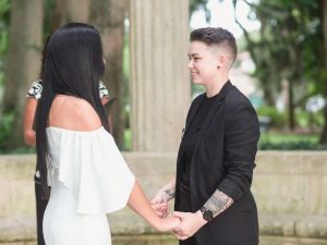 Beautiful lesbian couple gets married at Kraft Azalea gardens in Winter Park Florida