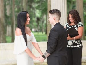 Orlando wedding photographer captures romantic lesbian wedding at Kraft Azalea gardens