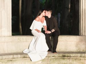 Two gorgeous brides during their romantic garden elopement in Winter Park Florida