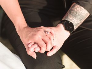 Close up of the brides hands during their LGBT wedding in Winter Park, north of Orlando Florida