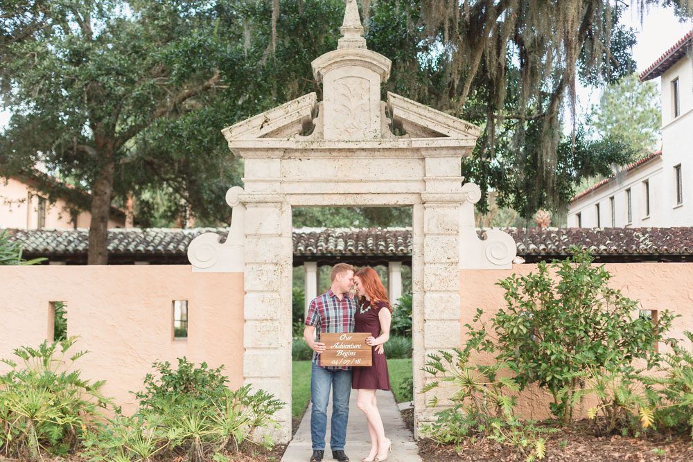 Engagement photography session at Rollins College campus in Winter Park Florida captured by one of the best wedding photographers in Orlando