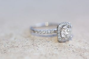 Close up of the engagement ring during the engagement photo shoot in Winter Park, north of Orlando Florida