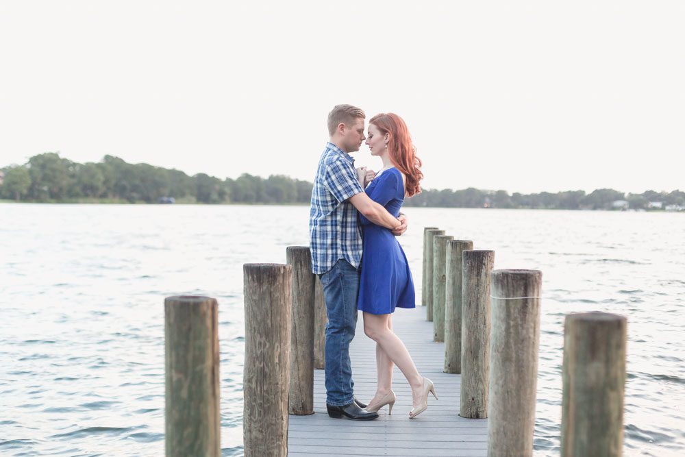 Engagement photography at Dinky Dock in Winter Park at Rollins by top Orlando wedding photographer