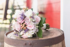Rustic country wedding bouquet featuring burlap and lace for a barn wedding in Central Florida
