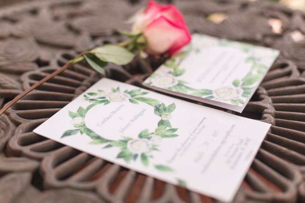 Romantic garden themed invitation suite for this Spring rustic wedding in Kissimmee, Florida captured by top Central Florida wedding photographer