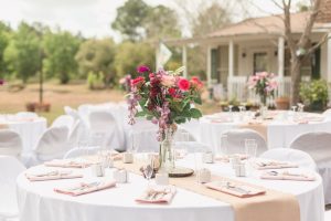 DIY rustic chic boho wedding decor with burlap and blush details for an intimate backyard wedding in Orlando, Florida