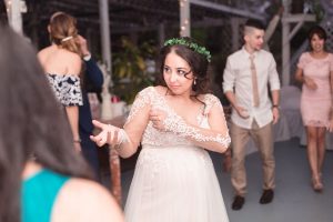 Bride on the dance floor during her outdoor reception in Kissimmee, Florida