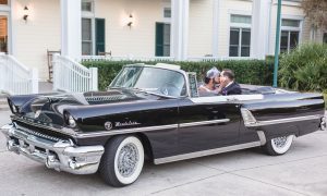 Vintage wedding car rental from a wedding at Leu Gardens captured by top Orlando wedding photographer