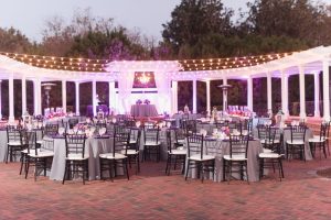 Photography of purple wedding decor at Cypress Grove outdoor wedding venue in Orlando