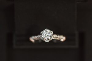 Close up shot of the engagement ring he used to propose during the surprise photography session at Disney