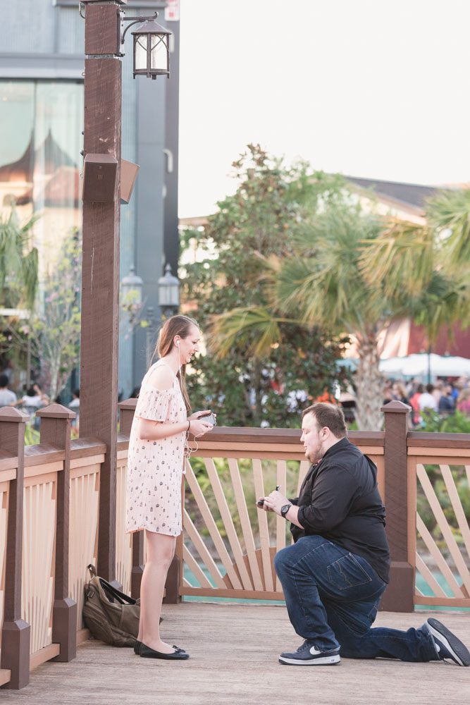 Orlando surprise marriage proposal photography at Disney Springs