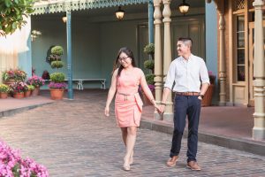 Orlando engagement photographer captures fun Disney photos at Magic Kingdom on Main Street