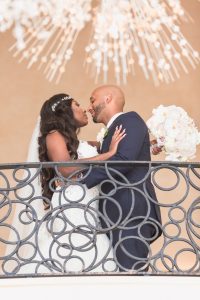 Romantic portrait of the bride and groom at the Four Seasons at Walt Disney World captured by top photography team in Orlando