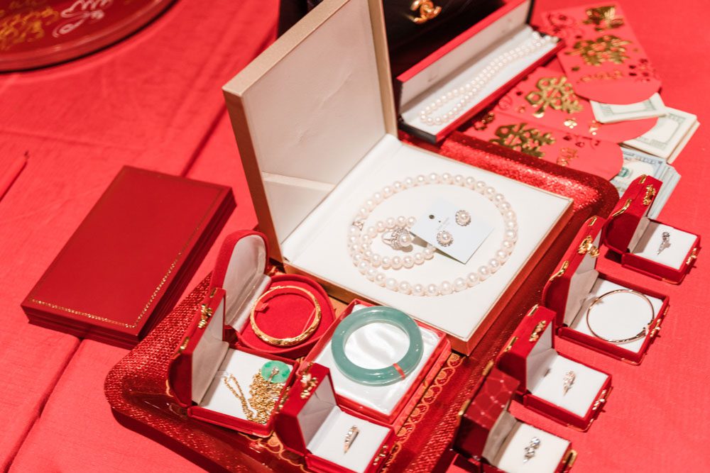 Gifts given to Chinese bride during the tea ceremony on her wedding day