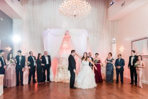 Bride and groom at their wedding reception at the Crystal Ballroom captured by Orlando wedding photographer and videographer