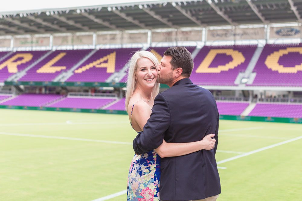 Surprise proposal at the Orlando City Soccer stadium in downtown Orlando Florida