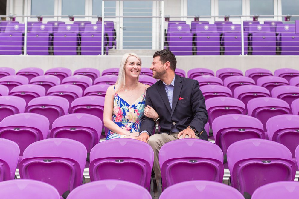 Engagement photography session at the Orlando City Soccer MLS stadium captured by top Orlando photographer