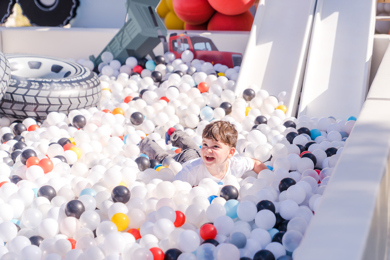 Orlando event photographer captures luxury truck themed birthday party with custom ball pit