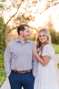 Sunlit nature engagement session at sunset in Lake Nona by Orlando Florida photographer