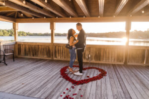 Romantic sunset proposal by the waterfront at Enzo's restaurant in Longwood, Florida